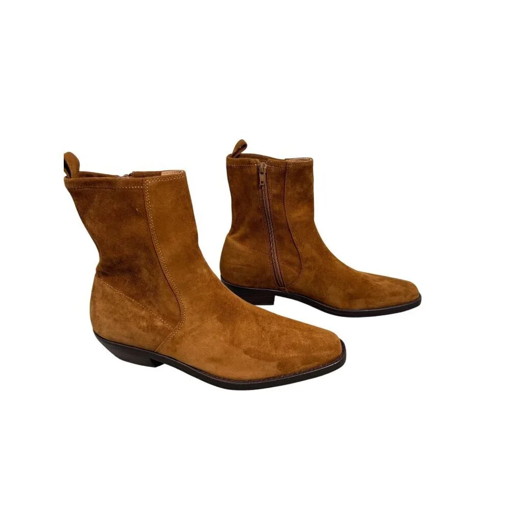 Madewell Idris Ankle Boots Russet Brown 9 Suede Booties NX430 Academia Preppy